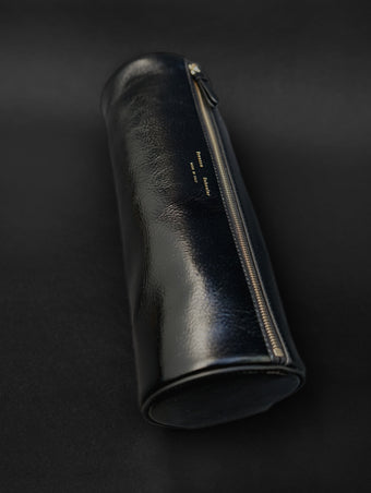 Proenza Schouler Aerial image of Silo Clutch in Shiny Calf in Black