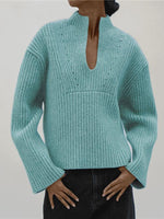 Proenza Schouler image of model wearing Meron Sweater in Melange Merino in Sea Glass Melange
