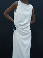 Proenza Schouler Detail image of model wearing Indria Dress in Matte Double Crepe in White