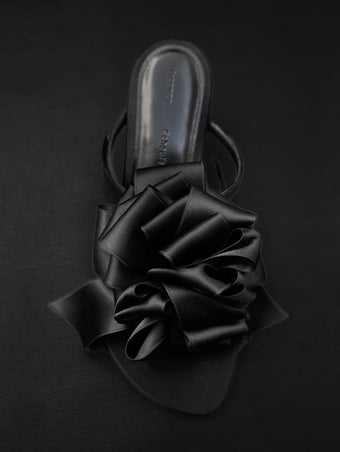 Proenza Schouler Aerial image of Tee Souvenir Sandals in Satin in Black