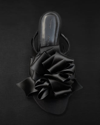 Proenza Schouler Aerial image of Tee Souvenir Sandals in Satin in Black