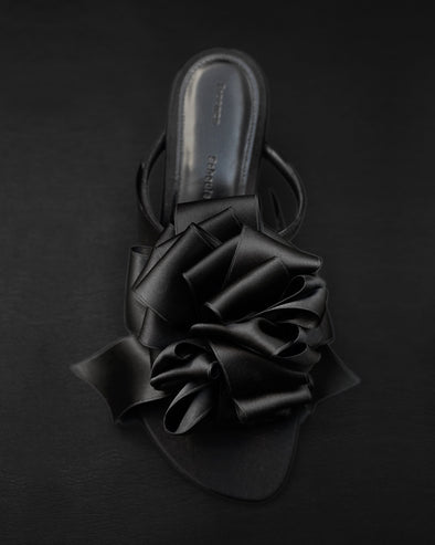 Proenza Schouler Aerial image of Tee Souvenir Sandals in Satin in Black