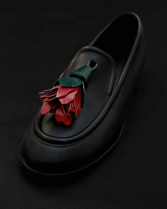 Proenza Schouler 3/4 Front image of Albers Loafers In Box Calf in Black, red