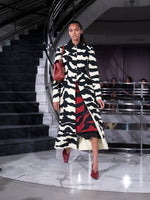 Proenza Schouler Runway Image of SORAYA SKIRT IN TIGER CRINKLE INTARSIA in Paprika Black