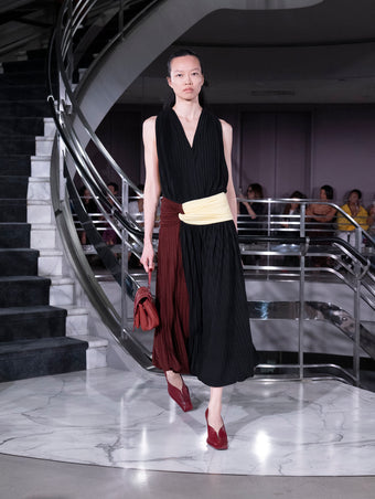 Proenza Schouler Runway Image of FIORA DRESS IN TEXTURED SHEER in Black Multi