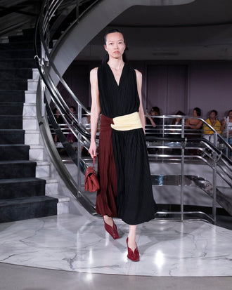 Proenza Schouler Runway Image of FIORA DRESS IN TEXTURED SHEER in Black Multi