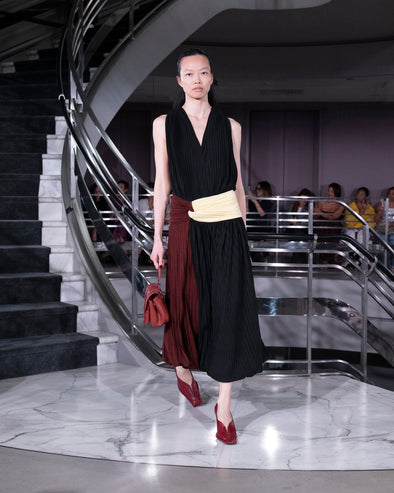 Proenza Schouler Runway Image of FIORA DRESS IN TEXTURED SHEER in Black Multi