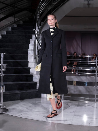 Proenza Schouler Runway Image of MAILA DRESS IN TIGER CRINKLE INTARSIA in Quartz Multi