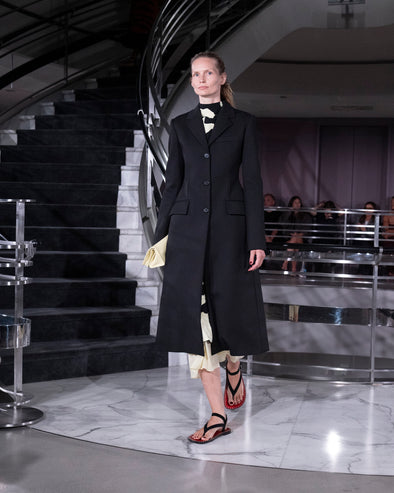 Proenza Schouler Runway Image of MAILA DRESS IN TIGER CRINKLE INTARSIA in Quartz Multi