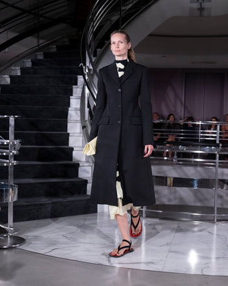 Proenza Schouler Runway Image of ADELINE COAT IN COTTON VISCOSE SUITING in Black