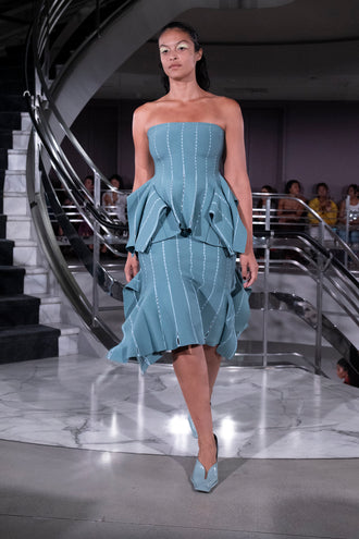 Proenza Schouler Runway Image of CALLA SKIRT IN VISCOSE SILK POINTELLE in Haze