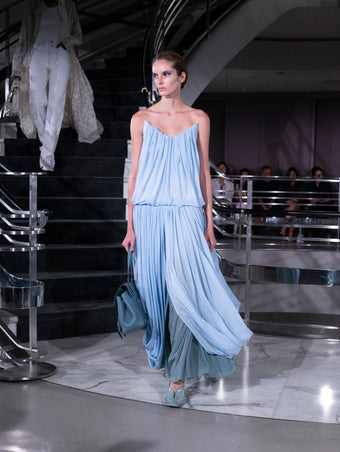 Proenza Schouler Runway Image of LUCIENNE DRESS IN STRETCH GEORGETTE in Light Blue Multi