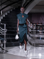 Proenza Schouler Runway Image of SYLVANNA SKIRT IN CLASSIC COTTON POPLIN  in Petrol
