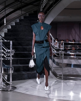 Proenza Schouler Runway Image of SYLVANNA SKIRT IN CLASSIC COTTON POPLIN  in Petrol