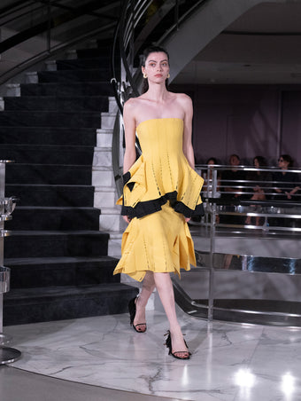 Proenza Schouler Runway Image of CALLA TOP IN VISCOSE SILK POINTELLE in Anthracite