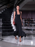Proenza Schouler Runway Image of LUCINDA DRESS IN VISCOSE SILK POINTELLE in Anthracite