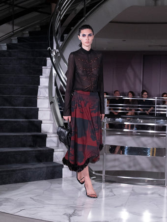 Proenza Schouler Runway Image of AILANI TOP IN STRETCH GEORGETTE in Black