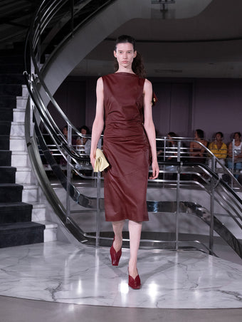 Proenza Schouler Back Runway Image of RANIA DRESS IN NAPPA in Sienna