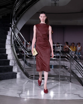 Proenza Schouler Back Runway Image of RANIA DRESS IN NAPPA in Sienna