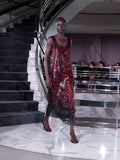 Proenza Schouler Runway Image of LEILANI DRESS IN GIRO INGLESE SEQUIN EMBROIDERY in Red/Grey