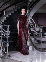 Proenza Schouler Runway Image of ROSELLA DRESS IN SEQUIN GIRO INGLESE in Red/Grey