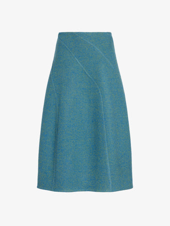 Proenza Schouler Still Life Image of the Gaelle Skirt in Double Face Melange in Green/Midnight Multi