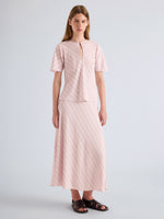 Proenza Schouler Front Full Length Image of Gina Skirt in Pinstripe Flou
