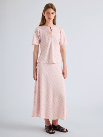 Proenza Schouler Front Full Length Image of Gina Skirt in Pinstripe Flou