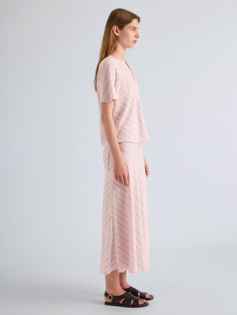 Proenza Schouler Side Full Length Image of Gina Skirt in Pinstripe Flou