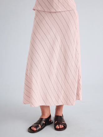 Proenza Schouler Detail Image of Gina Skirt in Pinstripe Flou