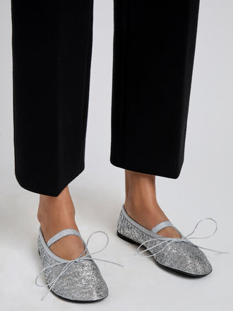 Proenza Schouler image of model wearing Glove Mary Jane Ballet Flats in Metallic Mesh in silver