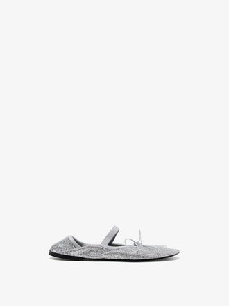 Proenza Schouler side image of Glove Mary Jane Ballet Flats in Metallic Mesh in silver