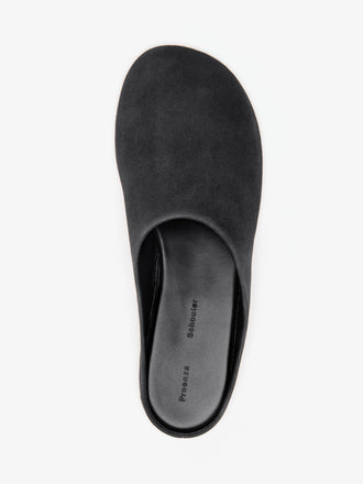 Proenza Schouler Still Life Aerial Image of Glove Slides In Kidsuede in Black 