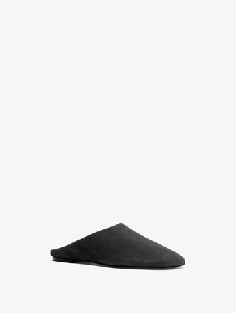 Proenza Schouler Still Life Side Image of Glove Slides In Kidsuede in Black 