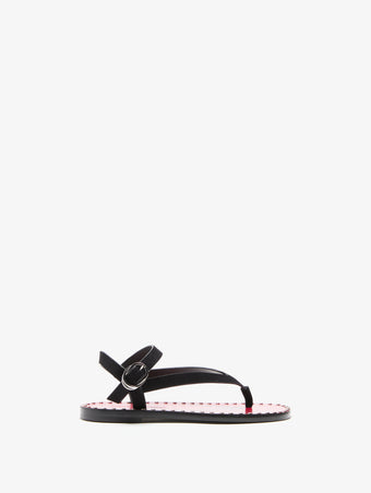 Proenza Schouler Front Still Life Image of Grommet thong sandals in calfsuede in Black