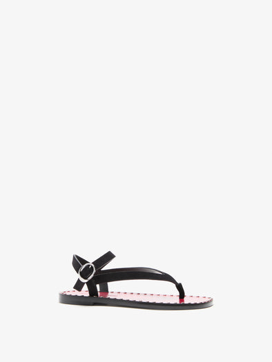 Proenza Schouler Side Still Life Image of Grommet thong sandals in calfsuede in Black