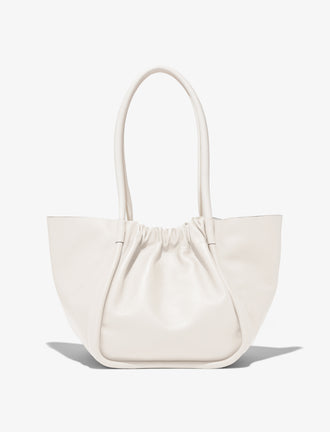 Back image of Large Ruched Tote in Ivory