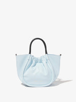 Front image of Small Ruched Crossbody Tote in PALE BLUE