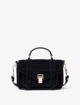 Proenza Schouler front image of PS1 Tiny Bag In Soft Suede in black