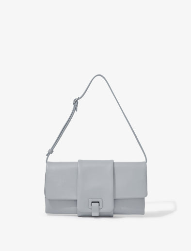 Front image of Flip Shoulder Bag in Nappa in Light Grey