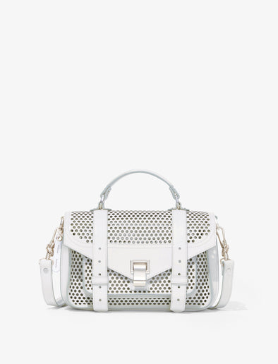 Front image of PS1 Tiny Bag In Perforated Leather in OPTIC WHITE