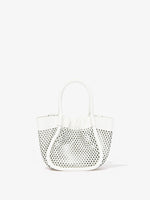 Front image of Extra Small Ruched Tote in Perforated Leather in OPTIC WHITE