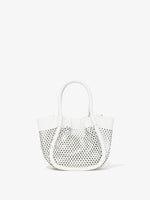 Back image of Extra Small Ruched Tote in Perforated Leather in OPTIC WHITE