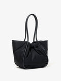 Side image of Large Ruched Tote In Puffy Nylon in BLACK
