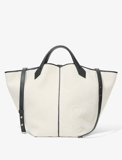 Front image of XL Chelsea Tote in Canvas in black/natural