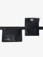 Front image of Zip Belt Bag in Black with strap