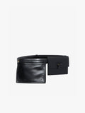 Front image of Zip Belt Bag in Black with strap