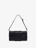 Back image of Flip Shoulder Bag in Black with strap