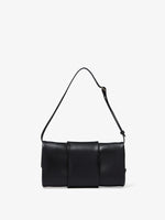 Back image of Flip Shoulder Bag in Black with strap