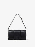 Front image of Flip Shoulder Bag in Black with strap